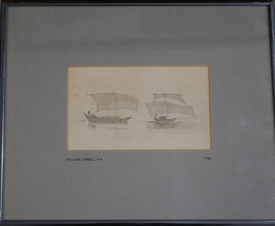 William Daniell (1769-1837) Study of dhows 4 x 6.25in.